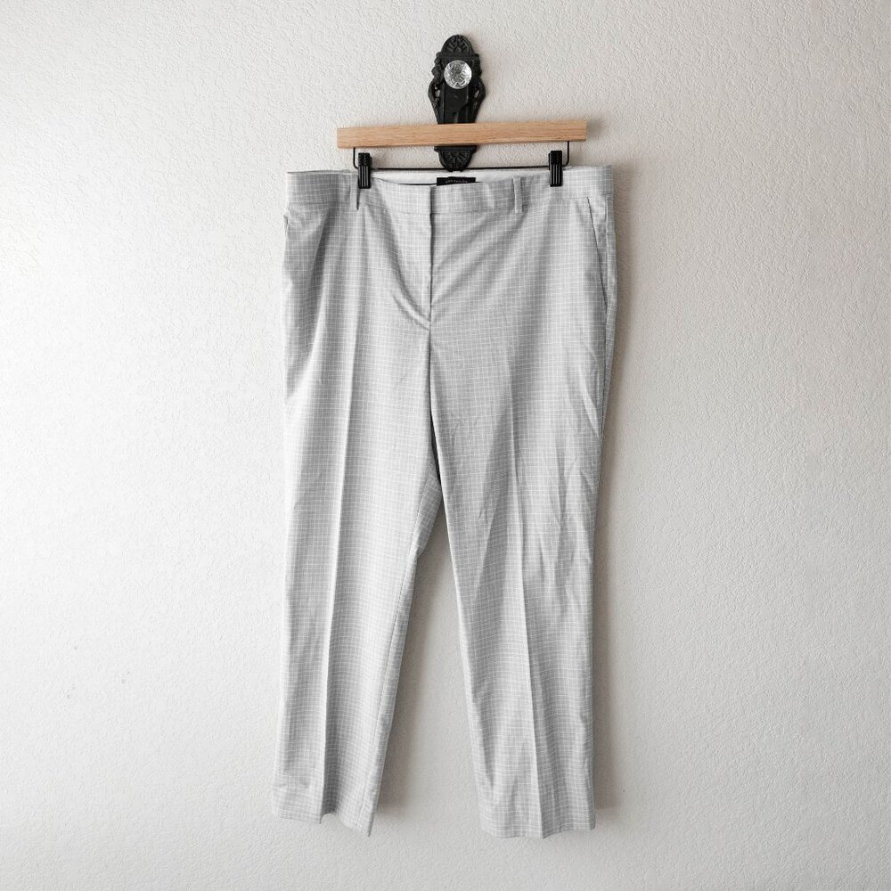 Ann Taylor Women’s Dress Pants Size 14 Gray Plaid Slim Straight Work Trousers